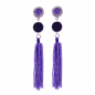 Preview: a cuckoo Moment Earring stingray and gemstones tassel in purple, front