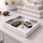 Preview: Mini Size Tray, square, paint Lacquer white-silver style key