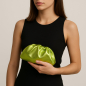 Preview: Clutch, Mia, soft leather, metallic green, Model
