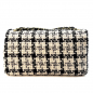 Preview: Shoulder bag Marie,cream-black, checkered fabric, chain strap, back