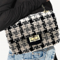 Preview: Shoulder bag Marie S,cream-black, checkered fabric, chain strap, style
