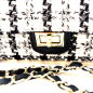 Preview: Shoulder bag Marie, cream-black, checkered fabric, chain strap,detail