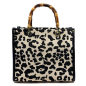Preview: Tote Bag, Vimoda, Lea, Canvas print Handle Rive Gauche,Leo print black, back
