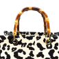 Preview: Tote Bag, Vimoda, Lea, Canvas print Handle Rive Gauche,Leo print black, handle details
