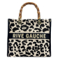 Preview: Tote Bag, Vimoda, Lea, Canvas print Handle Rive Gauche,Leo print black,front
