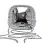 Preview: Geöffnete Vimoda CLAUDETTE Tasche in Silber mit abnehmbarem Kettenriemen und Magnetverschluss