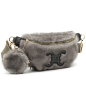 Preview: Crossbody Tasche Odetta faux fur grau, seitlich