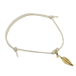 Preview: Bernardes bracelet, Soul, silver Feather, offwhite cord, gold accents