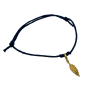 Preview: Bernardes bracelet, Soul, silver Feather, blue, cord, gold accents