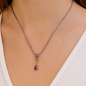 Preview: Bernardes necklace, Charm, pendant small charms armethyst purple, cord lilac, gold accents, detail Modell style
