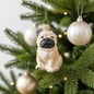Preview: Christborn Weihnachtsbaumschmuck MOPS am Tannenbaum mit warmen Lichtern