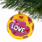 Preview: Christborn Weihnachtsanhänger, Kugel Pop Art Love gelb, rot pink bemalt, Love, Kiss, style