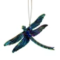 Preview: Christmas Inspirations Weihnachtsanhänger Libelle Dragonfly mit schillernden Flügeln in Türkis, Blau, Grün und Violett, blauen Schmucksteinen und goldfarbener Kordel
