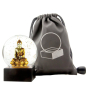 Preview: Mini Schneekugel mit Buddha Motiv gold to go und Reiseschutzhülle