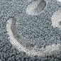 Preview: Mattes Pailletten-Smiley auf der dunkelgrauen Teddy-Clutch