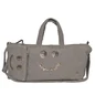 Preview: Cute Stuff Shopper M Rock Grau mit mattem Pailletten-Smiley und passender Clutch