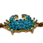 Preview: Ekaterini friendship bracelet, Baby Crab,turquoise Swarovski crystals brown cord and with gold accents side