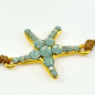 Preview: Ekaterini friendship bracelet, starfish, aqua blue Swarovski crystals brown cord and with gold accents, detail