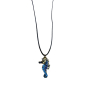 Preview: Ekaterini necklace, seahorse, pink Swarovski crystals brown cord and with gold accents