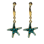 Preview: Ekaterini Ohrringe Starfish, Seestern, türkise Swarovski Kristalle an brauner Kordel und goldenen Akzenten