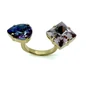 Preview: Ekaterini Princess Cloud Ring mit offener goldfarbener Ringschiene und zwei hoch gefassten violetten Kristallen