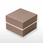 Preview: Embacollage MOKKA Geschenkbox 10 × 10 × 7 cm in Braun mit cremefarbenem Mittelstreifen, abnehmbarem Deckel und rechteckiger Rahmenprägung