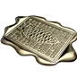 Preview: Angled detail view of the gold Embacollage CHRISTMAS CONE seal sticker showing its deeply raised three-dimensional pine cone relief