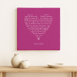 Preview: Bild auf Leinwand Liebesgedicht weiss, druck  aubergine, style