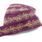 Preview: Geschenkband, roselila mit Druck Glitter gold Motiv Winter Zweig, 25 mm breit, gewebte Kante