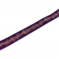 Preview: Geschenkband, roselila mit Druck Glitter gold Motiv Winter Zweig, 25 mm breit, gewebte Kante, detail