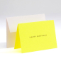 Preview: Gmund Glückwunsckarte Little color notes A7, Happy Birthday , neon gelbt, Heissfolienprägung gold mit Umschlag  style