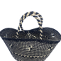 Preview: Guanabana Tote Canasto Bag S, Iraca, mosaic schwarz-beige, detail