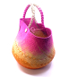 Preview: Guanabana Tote Canasto Bag S, Iraca, pink-orange-beige, Innenansicht