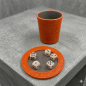 Preview: Hector Saxe LEATHER DICE CUP in orange and dices, style detail