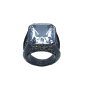 Preview: Kmo ring Solo schwarz gold mit facettiertem großem Kristall, top