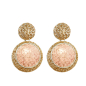 Preview: KMO Earstud Drop Snakskin leather pink, accent kamelitte cream, front