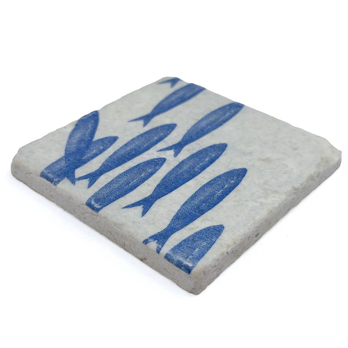 Preview: Travertine Coaster Banc de Sardines 10 x 10 cm by Trixi Gronau, side