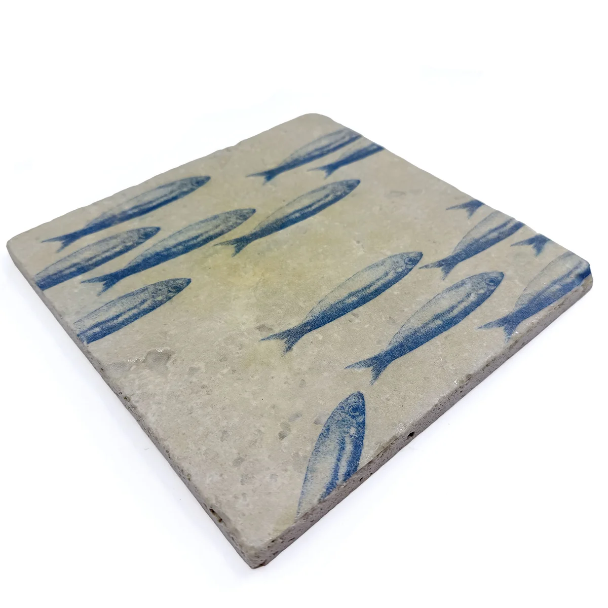 Preview: Travertin Untersetzer Banc de Sardines 20 x 20 cm von Trixi Gronau, side