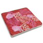 Preview: Travertin Untersetzer Corail, Koralle und Muscheln pink, rot 10x10cm seitlich