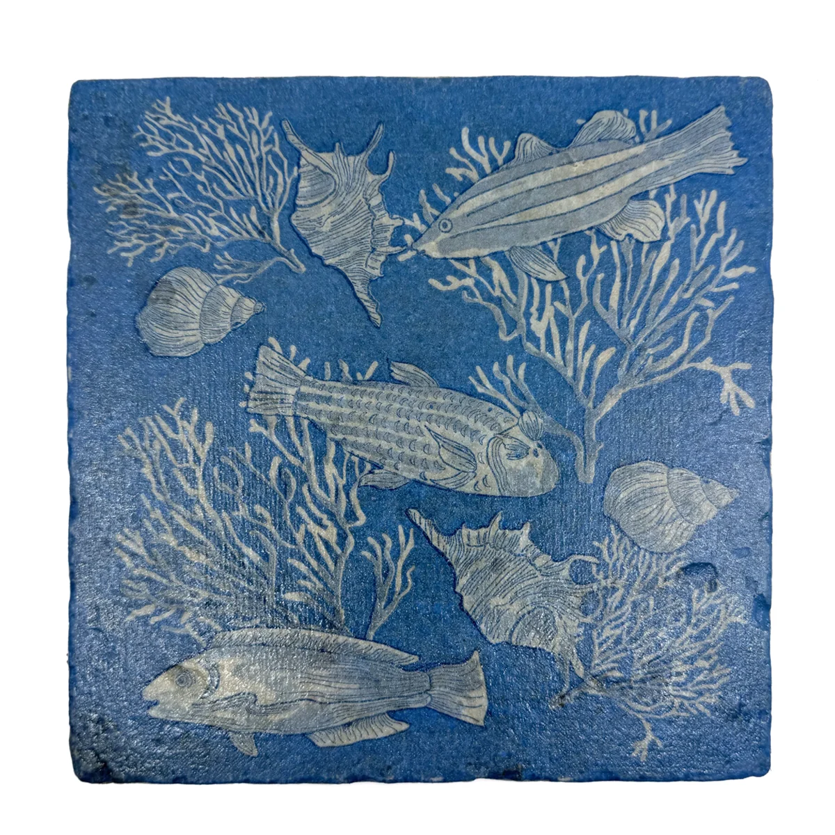 Preview: Travertine Coaster Fond Marin Seabed 20 x 20 cm by Trixi Gronau