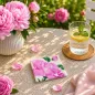Preview: Travertin Untersetzer Pivoine Pfingstrose 10 x 10 cm von Trixi Gronau, style