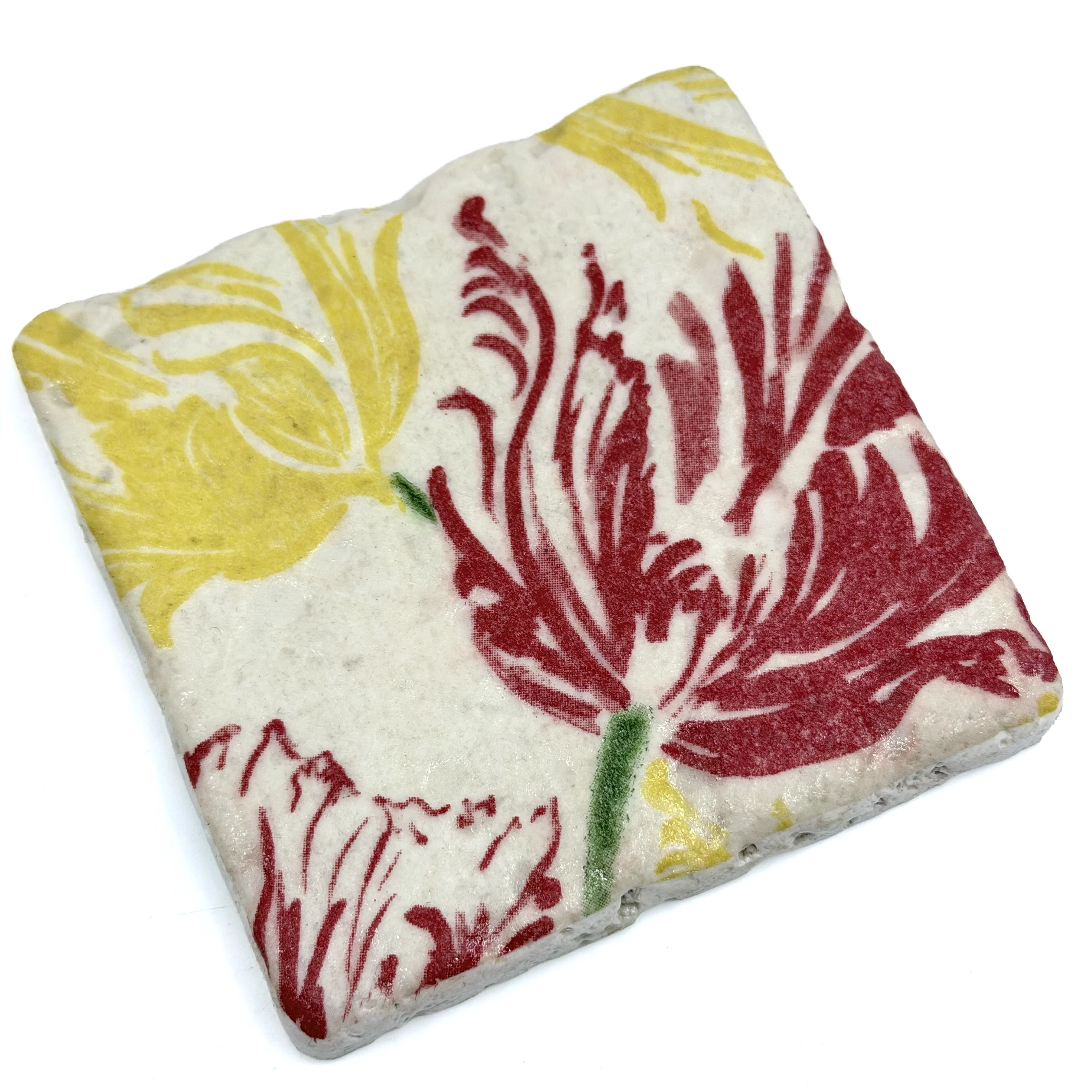 Preview: Travertin Untersetzer Tulipe 10 x 10 cm von Trixi Gronau, side