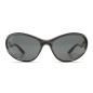 Preview: Komono Sonnenbrille Glitch Black Viper,schwarz silber,  schwarz getönte Gläser, front
