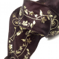 Preview: Geschenkband, Band, satin, 38 mm, braun bedruckt floral in gold, detail