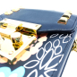 Preview: Crossbody-Saddelbag, Leder blau, Gurt verstellbar schwarz weiß,, rückseite