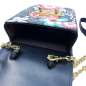 Preview: Crossbody-Saddelbag, Leder blau, Gurt verstellbar schwarz weiß, side