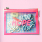 Preview: Lightree Pouch Hope, neon pink, Hahnentrittmuster blau, Zipp Verschluss, style