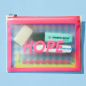 Preview: Lightree Pouch Hope, neon pink, Hahnentrittmuster blau, Zipp Verschluss, style