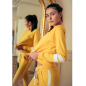 Preview: Louis&Louisa, Lounge Hose, weiß e Seitenstreifen, gelb,  Streifen,  Loungewear, Glücksmomente, style