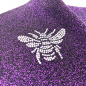 Preview: Mund-Nasen-Maske, Lurex Purple, Applikation Straßfliege, , detail